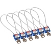 Veiligheidssloten – compact met kabel, Blauw, KA - Identieke sloten, Staal, 216.00 mm, 6 Stuk / Doos